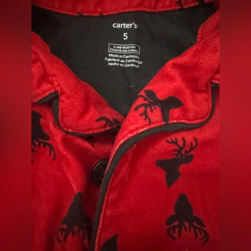 Carter's holiday red Reindeer Pajamas 2 piece set Christmas Red Girl Boy size 5